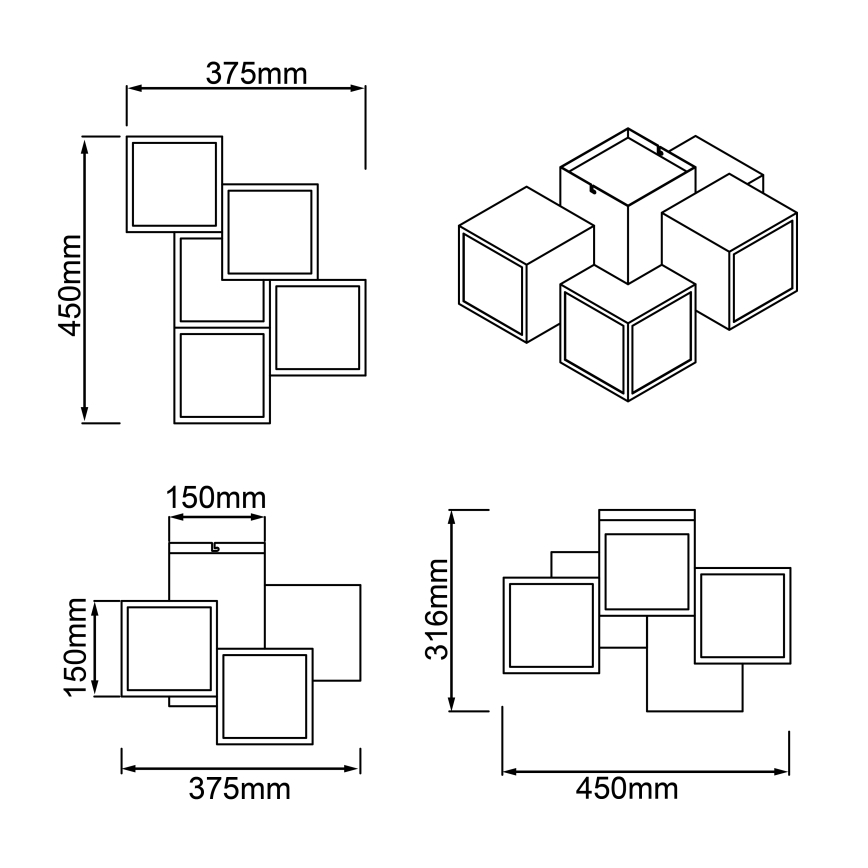 Brilliant - LED Stropní svítidlo CUBIX 5xLED/7,6W/230V 3000K bílá