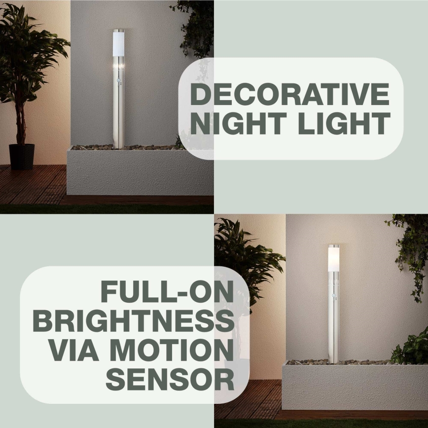 Brilliant - LED Venkovní lampa se senzorem LEIGH LED/0,9W/230V + 1xE27/11W 80 cm IP44 lesklý chrom