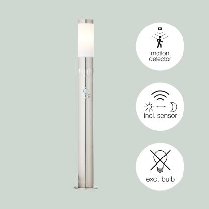 Brilliant - LED Venkovní lampa se senzorem LEIGH LED/0,9W/230V + 1xE27/11W 80 cm IP44 lesklý chrom