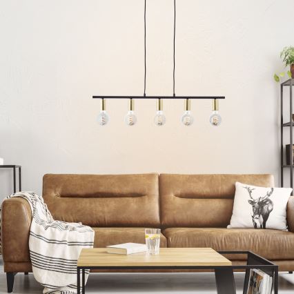 Brilliant - Lustr na lanku KERRY 5xE27/40W/230V černá/mosaz