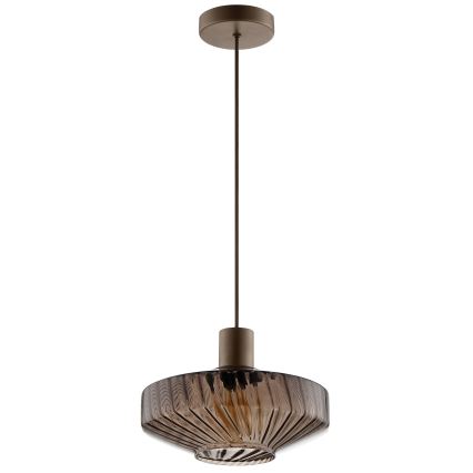 Brilliant - Lustr na lanku LYN 1xE27/20W/230V pr. 28 cm hnědá/kouřová hnědá