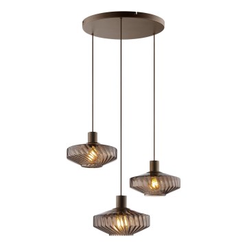 Brilliant - Lustr na lanku LYN 3xE27/20W/230V pr. 69 cm hnědá/kouřová hnědá