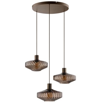 Brilliant - Lustr na lanku LYN 3xE27/20W/230V pr. 69 cm hnědá/kouřová hnědá