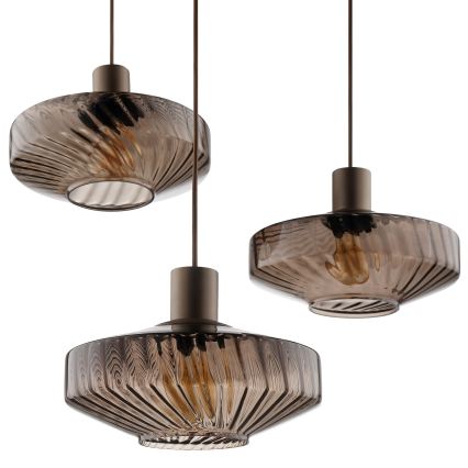 Brilliant - Lustr na lanku LYN 3xE27/20W/230V pr. 69 cm hnědá/kouřová hnědá