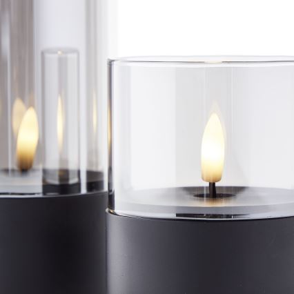 Brilliant - SADA 3x LED Svíčka BOUGIE LED/2xAA IP44 černá/kouřová