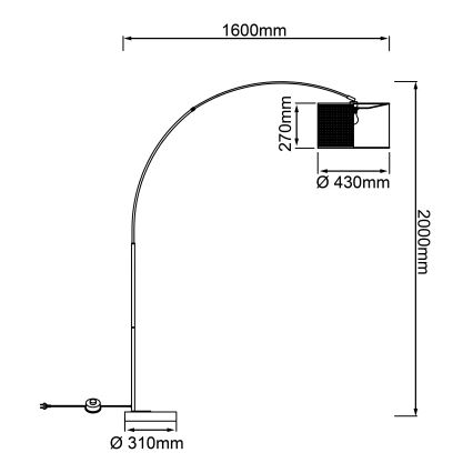 Brilliant - Stojací lampa WILEY 1xE27/60W/230V černá/béžová