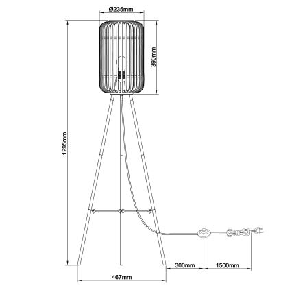 Brilliant - Stojací lampa WOODROW 1xE27/60W/230V bambus
