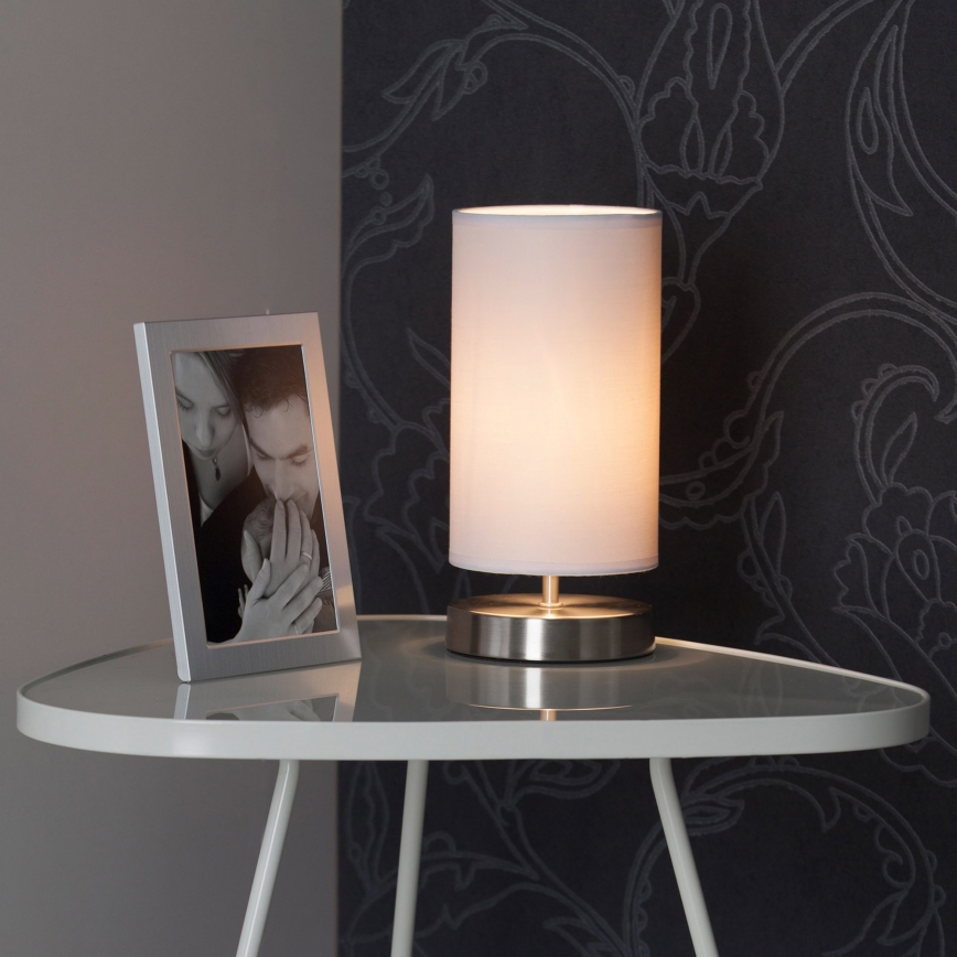Brilliant - Stolní lampa CLARIE 1xE14/40W/230V matný chrom/bílá