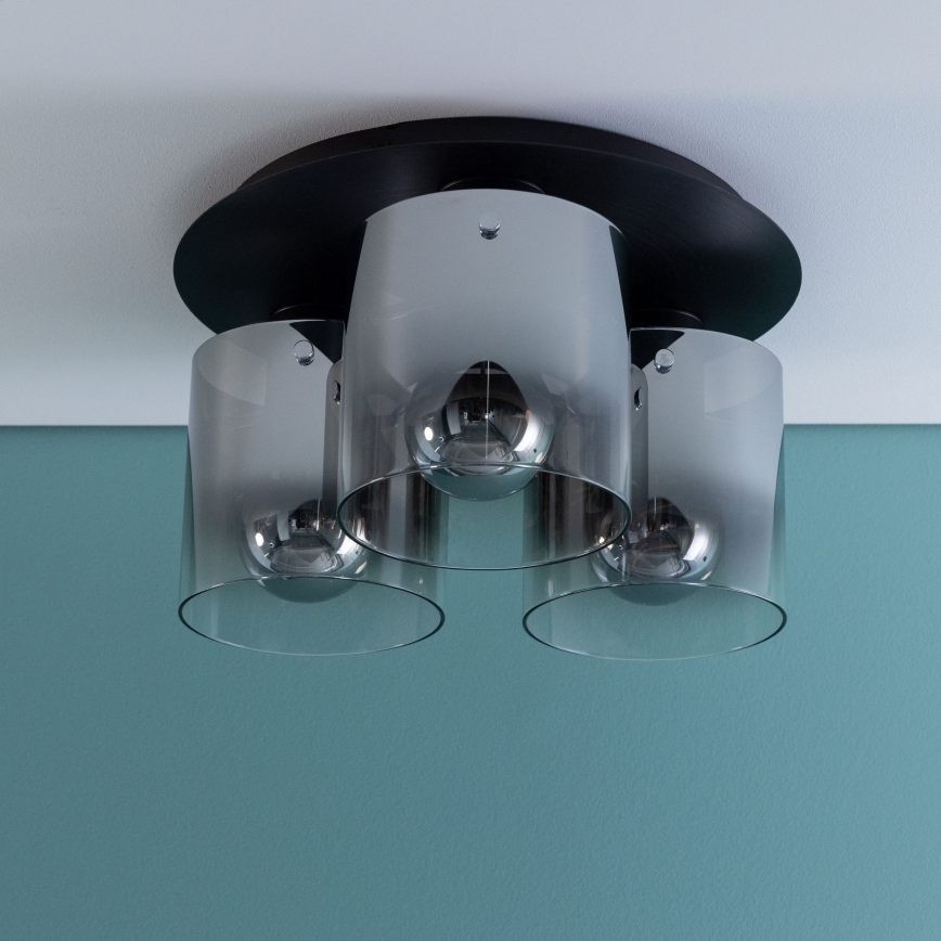 Brilliant - Stropní svítidlo BETH 3xE27/60W/230V pr. 37 cm černá/kouřová