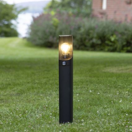 Brilliant - Venkovní lampa se senzorem MINOU 1xE27/10W/230V IP44 černá/kouřová