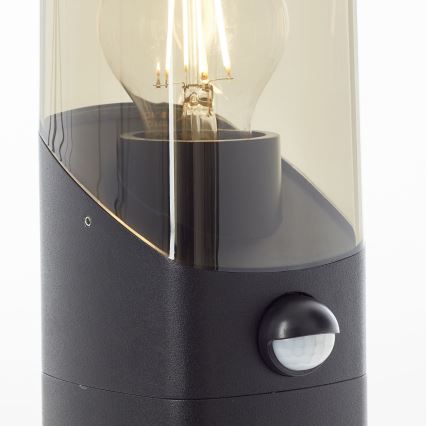 Brilliant - Venkovní lampa se senzorem MINOU 1xE27/10W/230V IP44 černá/kouřová
