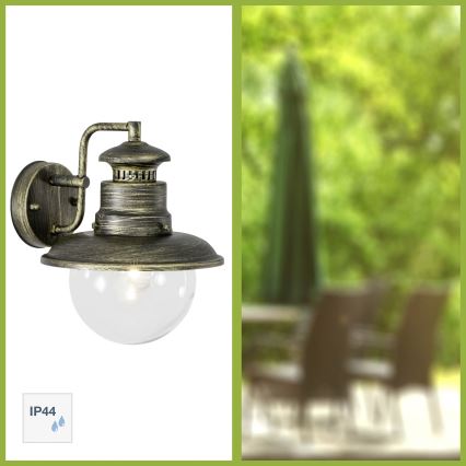 Brilliant - Venkovní nástěnná lampa ARTU 1xE27/60W/230V IP44 patina/zlatá