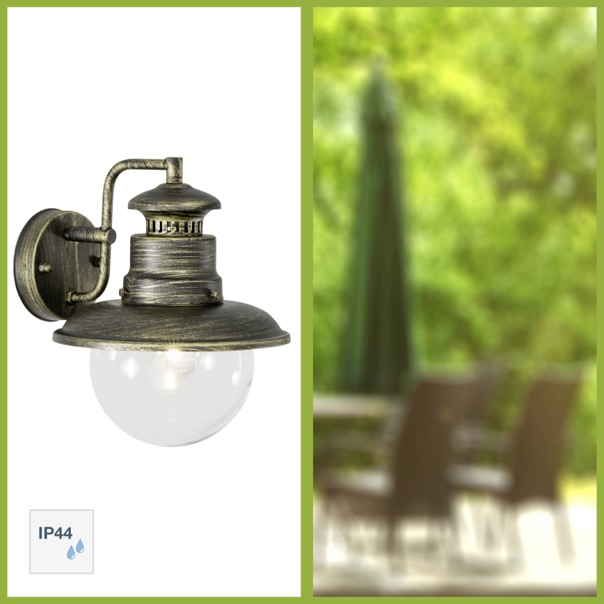 Brilliant - Venkovní nástěnná lampa ARTU 1xE27/60W/230V IP44 patina/zlatá