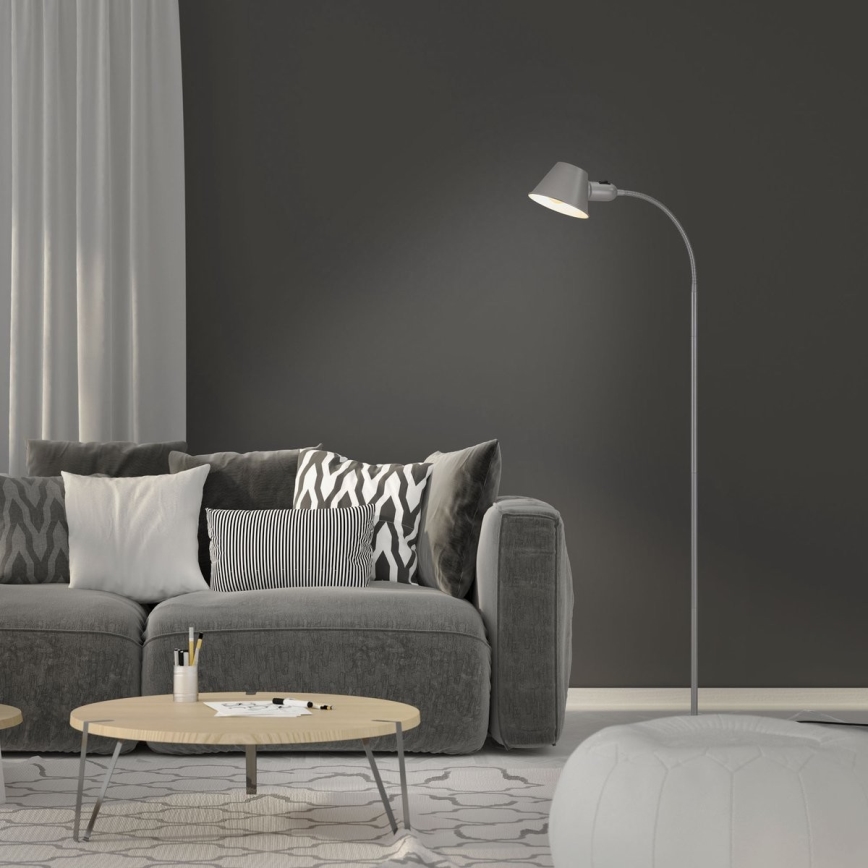 Brilo - Flexibilní stojací lampa 1xE27/10W/230V stříbrná