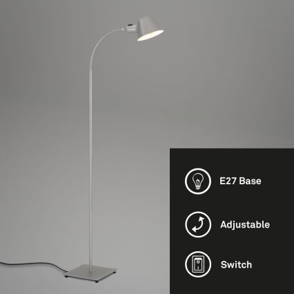 Brilo - Flexibilní stojací lampa 1xE27/10W/230V stříbrná
