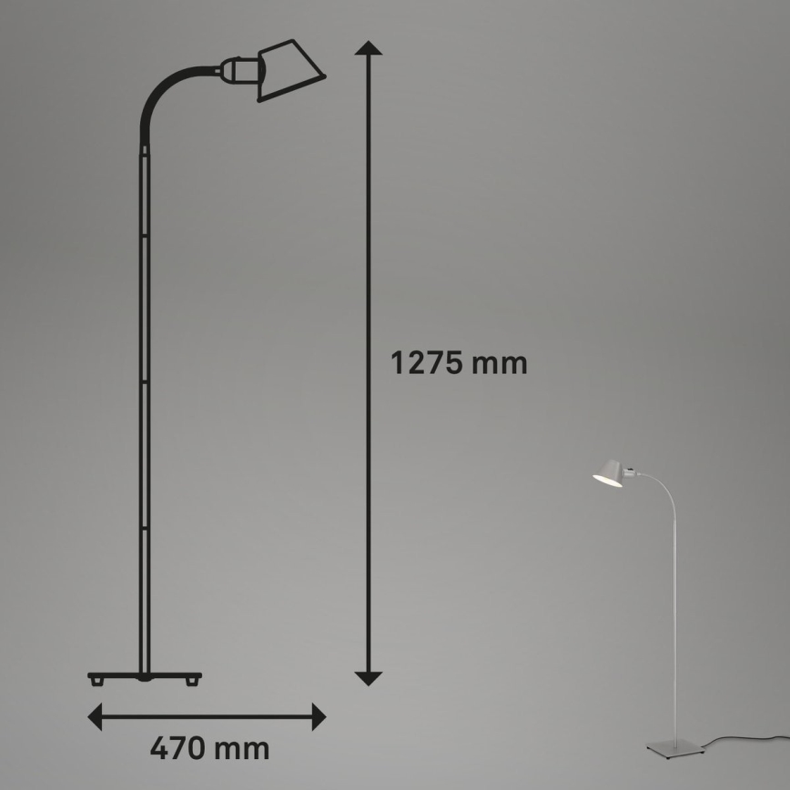 Brilo - Flexibilní stojací lampa 1xE27/10W/230V stříbrná