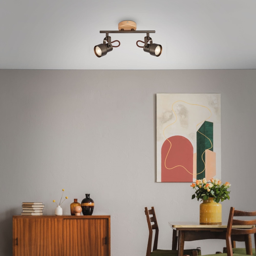 Brilo - LED Bodové svítidlo TAHUN 2xGU10/5W/230V hnědá