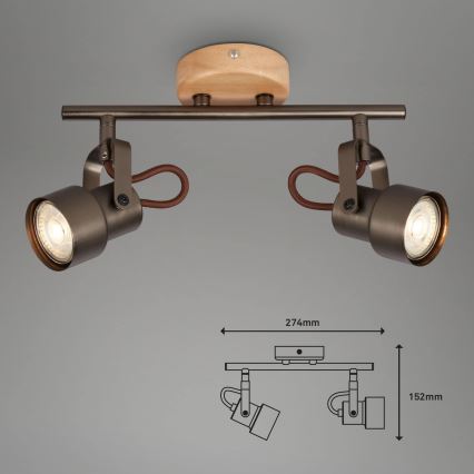 Brilo - LED Bodové svítidlo TAHUN 2xGU10/5W/230V hnědá