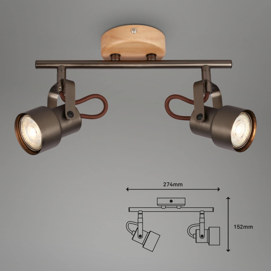 Brilo - LED Bodové svítidlo TAHUN 2xGU10/5W/230V hnědá