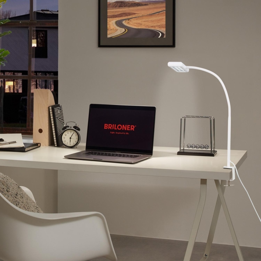 Brilo - LED Flexibilní stolní lampa s klipem TRASNA LED/7,5W/230V bílá
