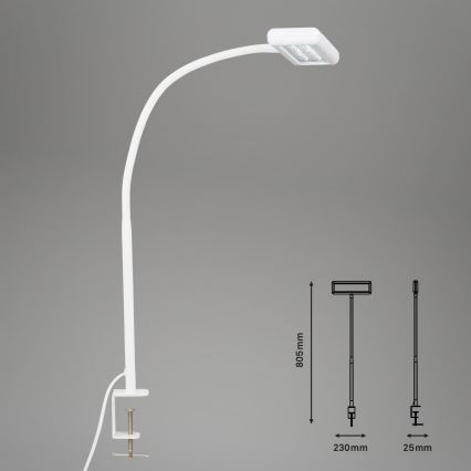 Brilo - LED Flexibilní stolní lampa s klipem TRASNA LED/7,5W/230V bílá