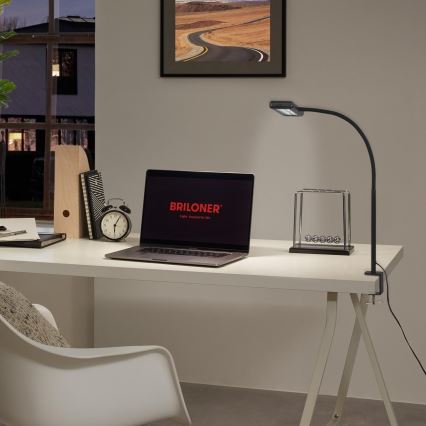 Brilo - LED Flexibilní stolní lampa s klipem TRASNA LED/7,5W/230V černá