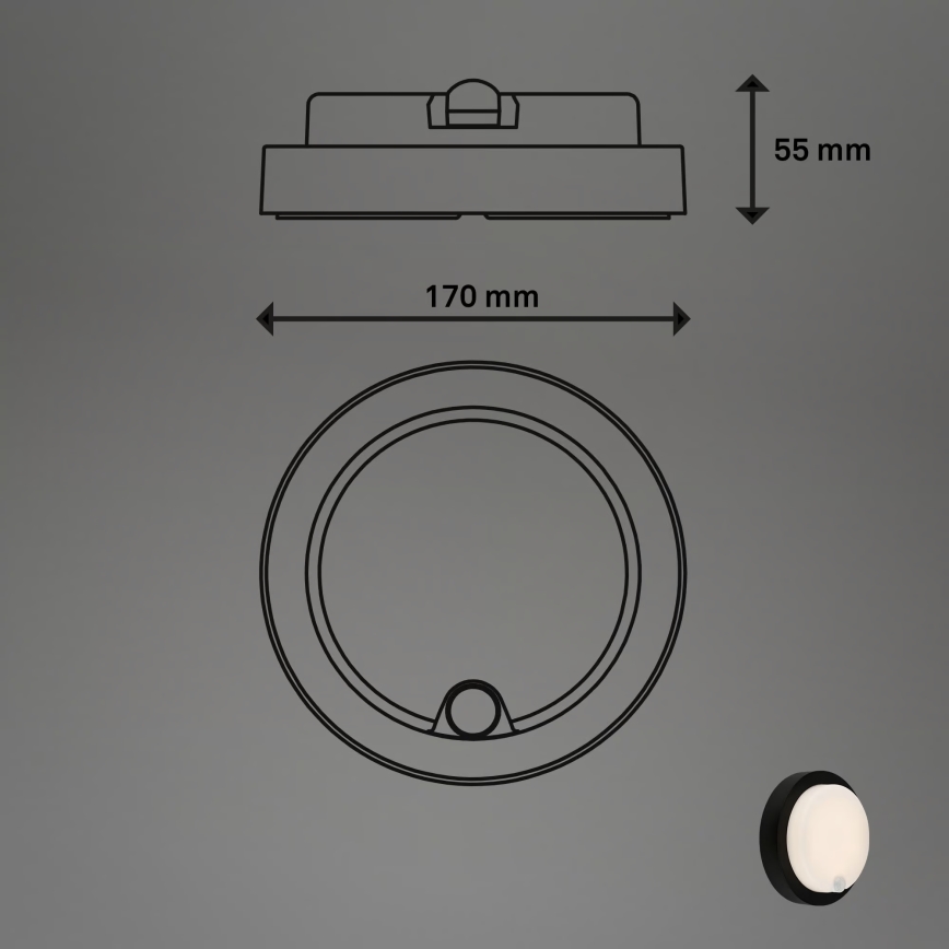Brilo - LED Nabíjecí venkovní nástěnné svítidlo se senzorem LED/4W/5V 4400 mAh IP44 černá