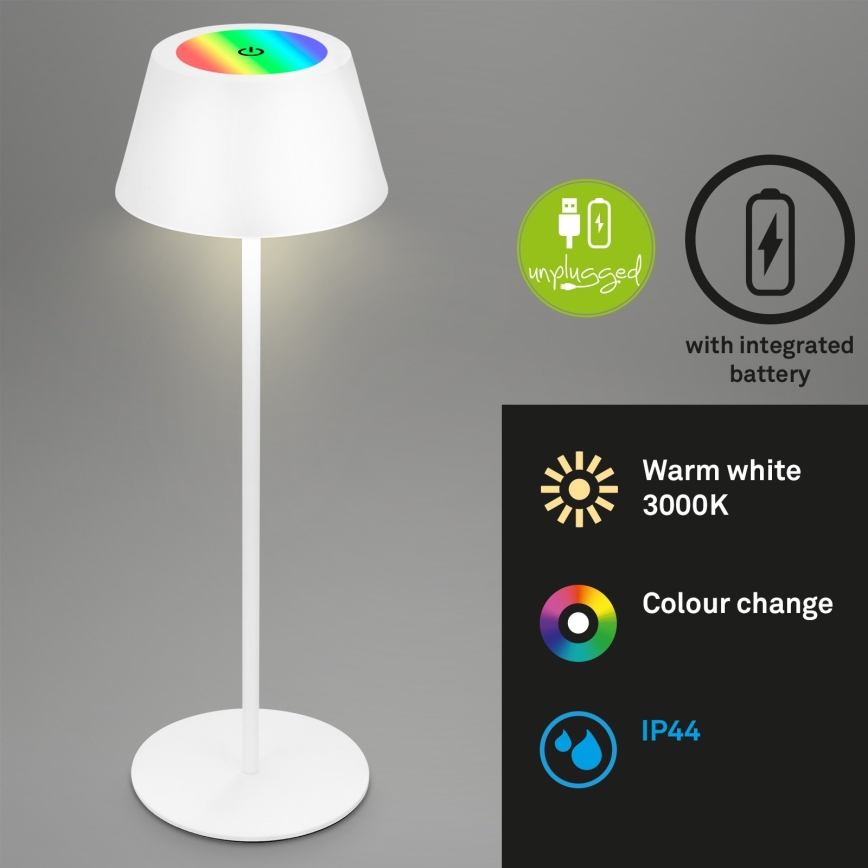 Brilo - LED RGB Stmívatelná nabíjecí dotyková venkovní stolní lampa KIKI LED/2,6W/5V IP44 2600 mAh bílá