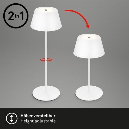 Brilo - LED RGB Stmívatelná nabíjecí dotyková venkovní stolní lampa KIKI LED/2,6W/5V IP44 2600 mAh bílá