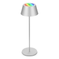 Brilo - LED RGB Stmívatelná nabíjecí dotyková venkovní stolní lampa KIKI LED/2,6W/5V IP44 2600 mAh stříbrná
