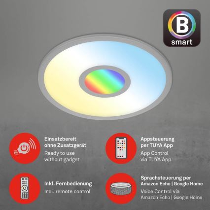 Brilo - LED RGB Stmívatelné stropní svítidlo CENTRO LED/24W/230V 2700-6500K Wi-Fi Tuya + dálkové ovládání