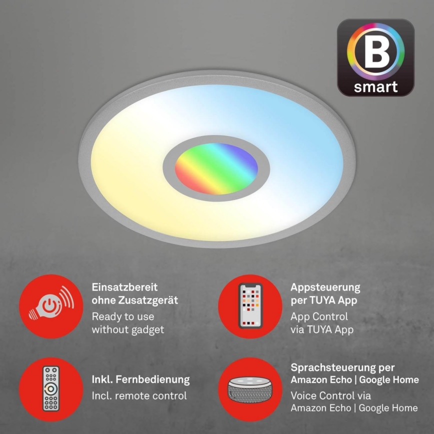 Brilo - LED RGB Stmívatelné stropní svítidlo CENTRO LED/24W/230V 2700-6500K Wi-Fi Tuya + dálkové ovládání