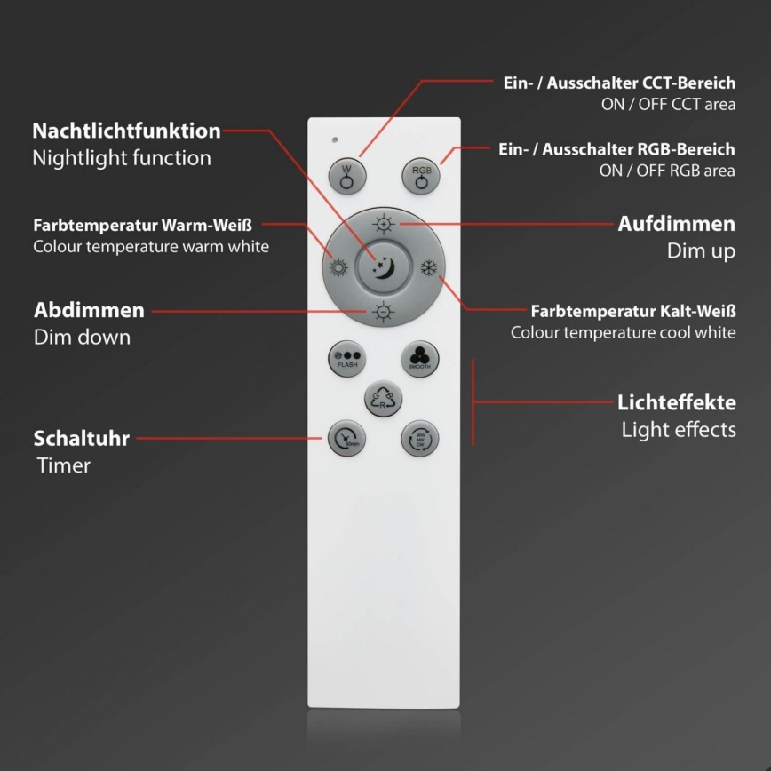 Brilo - LED RGB Stmívatelné stropní svítidlo CENTRO LED/24W/230V 2700-6500K Wi-Fi Tuya + dálkové ovládání