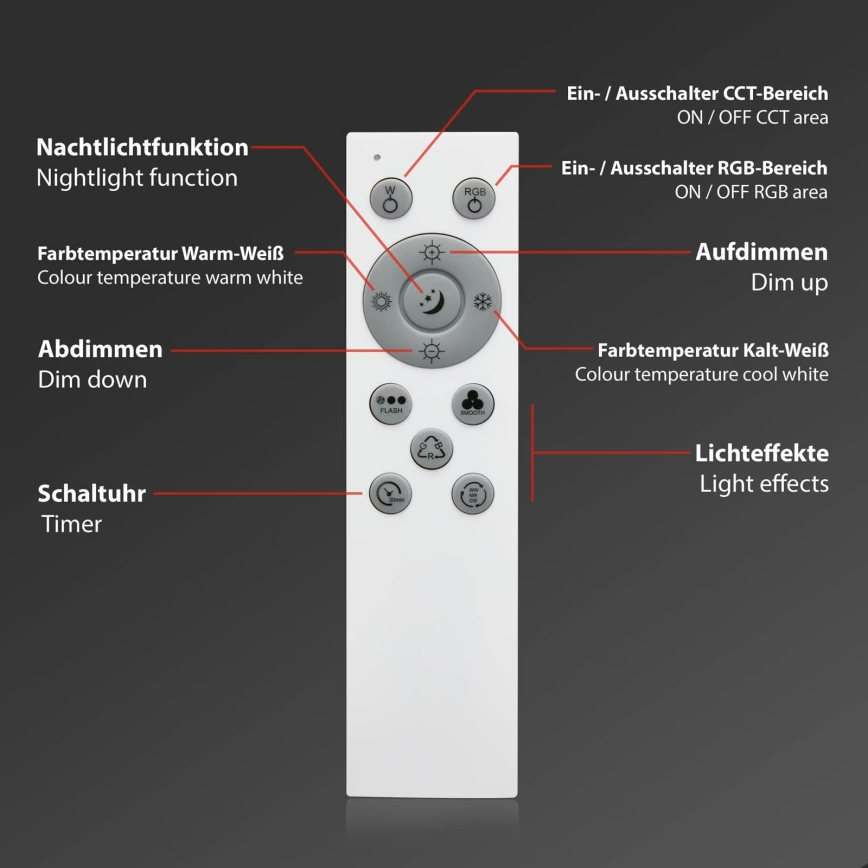 Brilo - LED RGB Stmívatelné stropní svítidlo CENTRO LED/24W/230V 2700-6500K Wi-Fi Tuya + dálkové ovládání