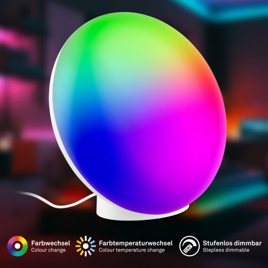 Brilo - LED RGBIC Stmívatelná stolní lampa TARA LED/6W/230V 3000-6500K bílá + dálkové ovládání
