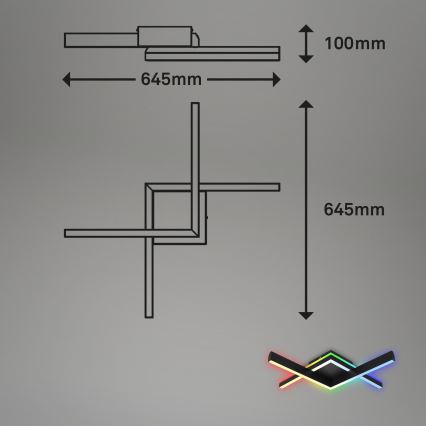 Brilo - LED RGBW Stmívatelný přisazený lustr FRAME 2xLED/9W/230V 2700-6500K + dálkové ovládání