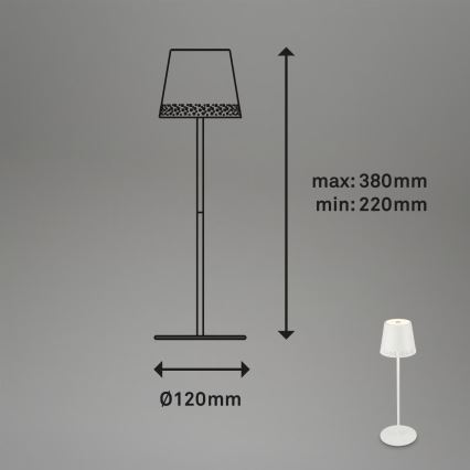 Brilo - LED Stmívatelná nabíjecí dotyková venkovní stolní lampa KIKI LED/2,6W/5V IP44 2600 mAh bílá