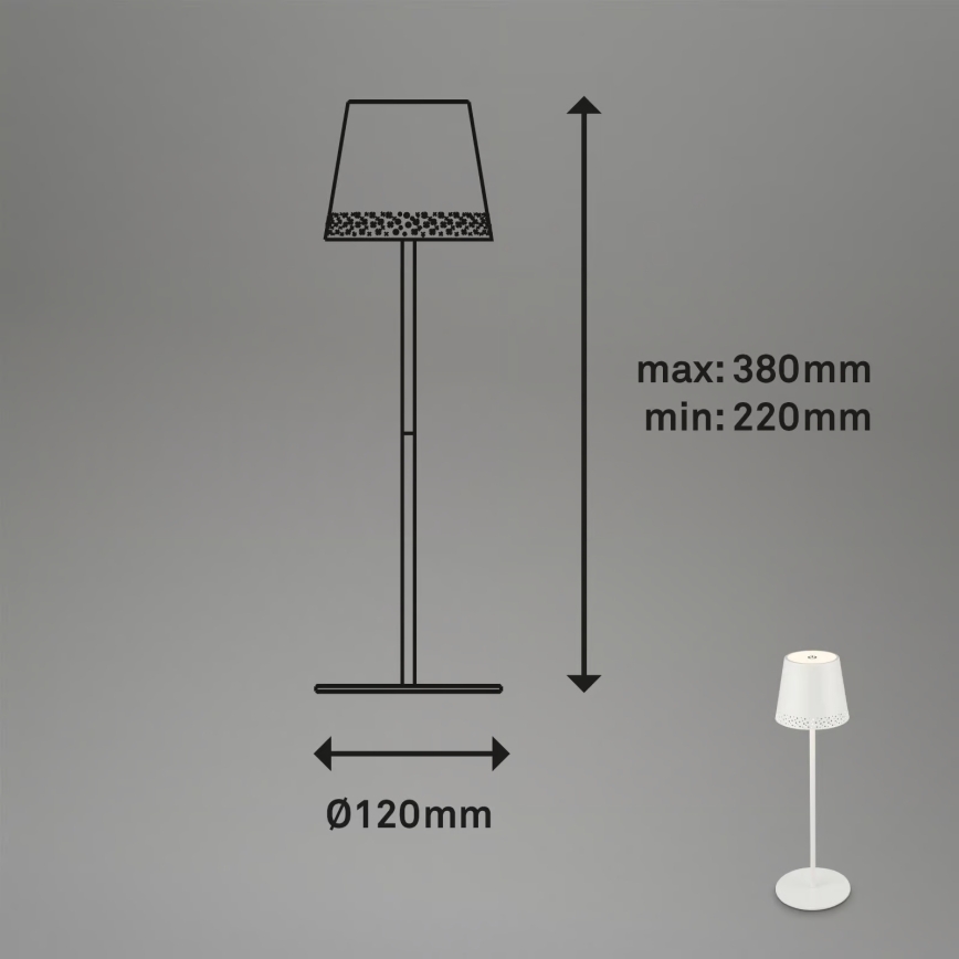 Brilo - LED Stmívatelná nabíjecí dotyková venkovní stolní lampa KIKI LED/2,6W/5V IP44 2600 mAh bílá
