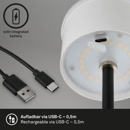 Brilo - LED Stmívatelná nabíjecí dotyková venkovní stolní lampa KIKI LED/2,6W/5V IP44 2600 mAh černá