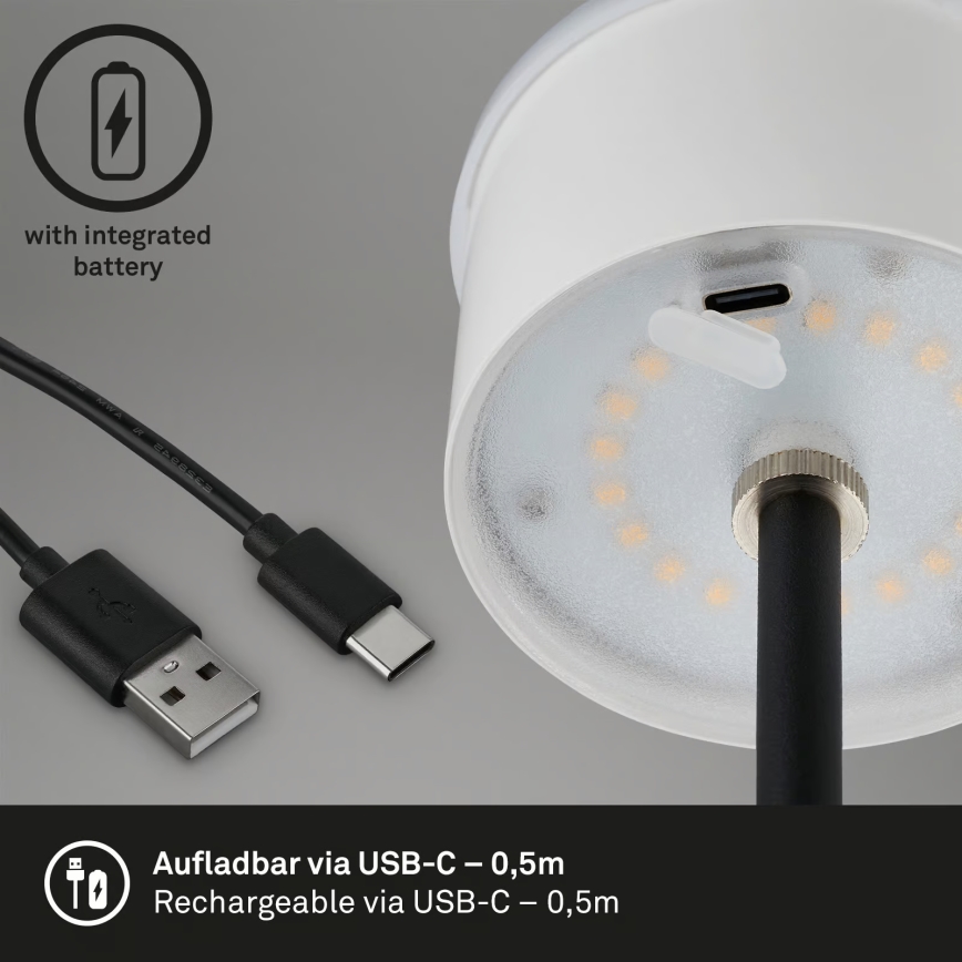 Brilo - LED Stmívatelná nabíjecí dotyková venkovní stolní lampa KIKI LED/2,6W/5V IP44 2600 mAh černá