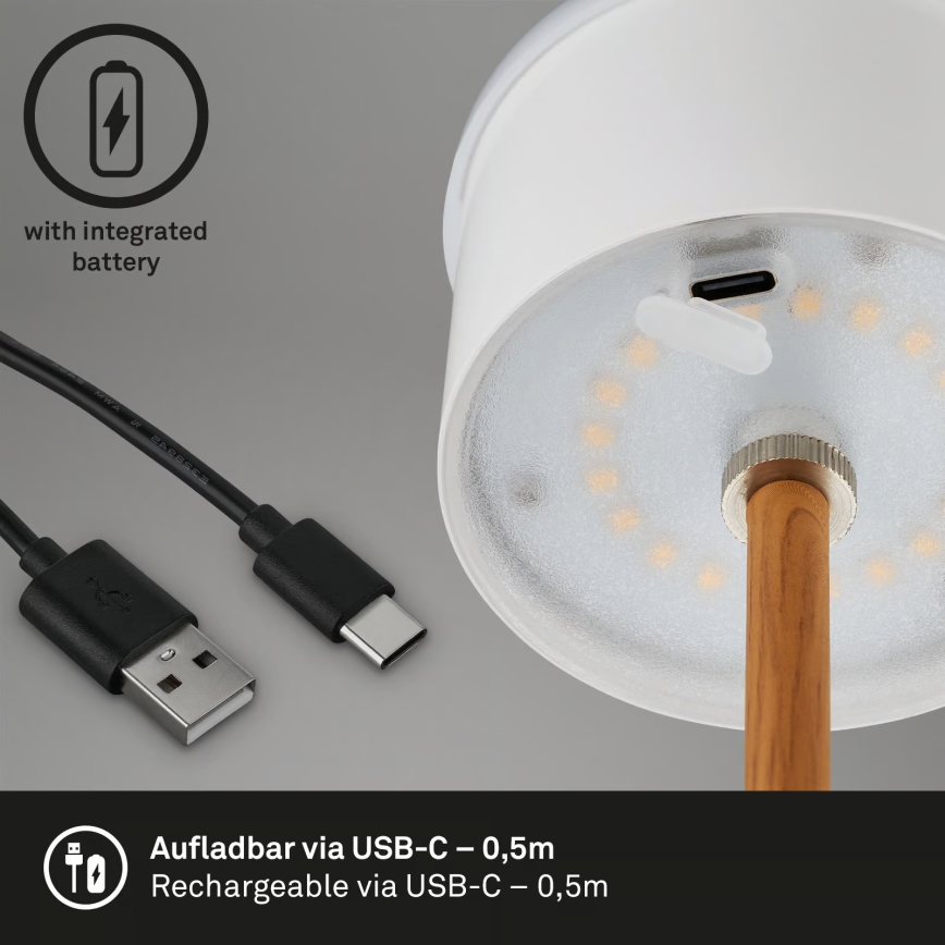 Brilo - LED Stmívatelná nabíjecí dotyková venkovní stolní lampa KIKI LED/2,6W/5V IP44 2600 mAh černá