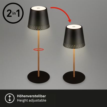 Brilo - LED Stmívatelná nabíjecí dotyková venkovní stolní lampa KIKI LED/2,6W/5V IP44 2600 mAh černá
