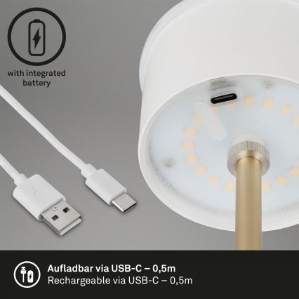 Brilo - LED Stmívatelná nabíjecí dotyková venkovní stolní lampa KIKI LED/2,6W/5V IP44 2600 mAh hnědá