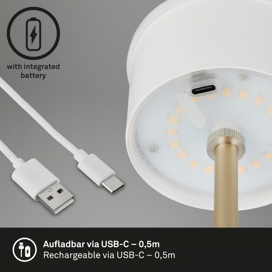 Brilo - LED Stmívatelná nabíjecí dotyková venkovní stolní lampa KIKI LED/2,6W/5V IP44 2600 mAh hnědá