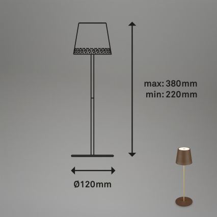 Brilo - LED Stmívatelná nabíjecí dotyková venkovní stolní lampa KIKI LED/2,6W/5V IP44 2600 mAh hnědá