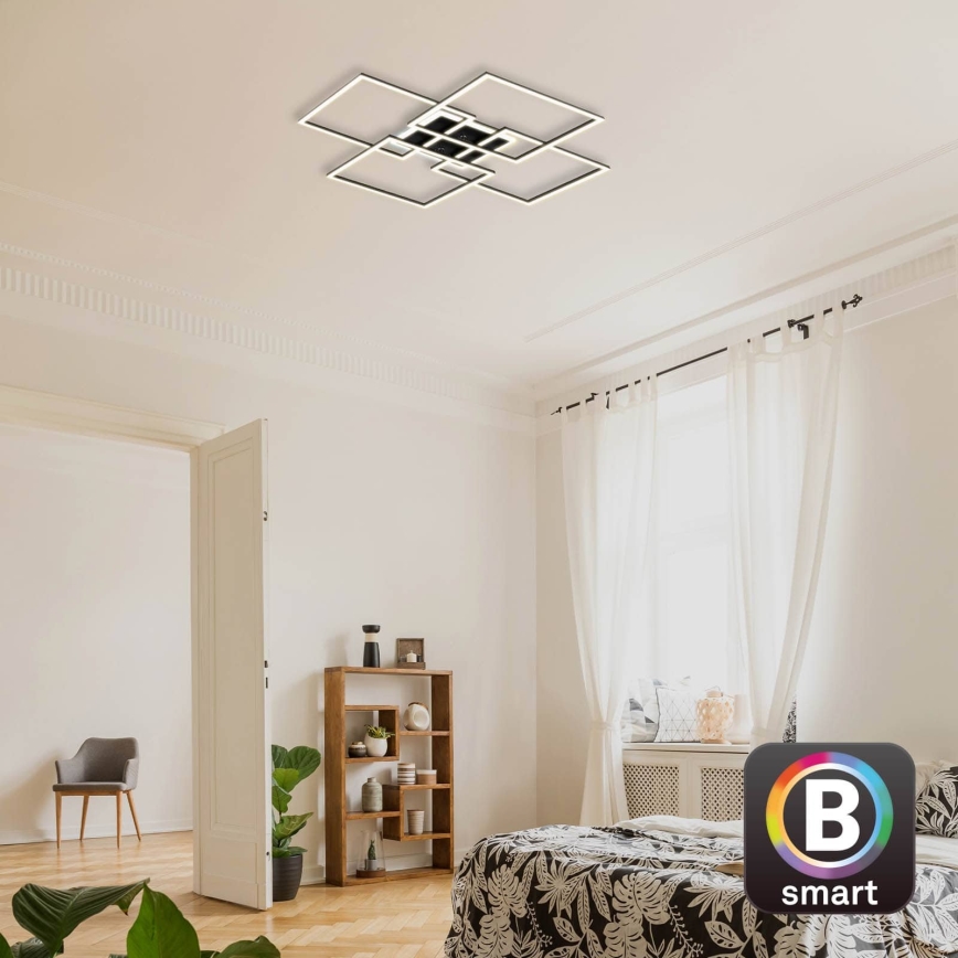 Brilo - LED Stmévatelné stropní svítidlo FRAME LED/50W/230V 2700-6500K 72,4x72,4cm černá Wi-Fi Tuya + dálkové ovládání