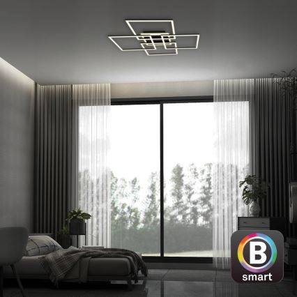 Brilo - LED Stmévatelné stropní svítidlo FRAME LED/50W/230V 2700-6500K 72,4x72,4cm černá Wi-Fi Tuya + dálkové ovládání