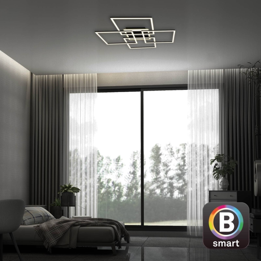 Brilo - LED Stmévatelné stropní svítidlo FRAME LED/50W/230V 2700-6500K 72,4x72,4cm černá Wi-Fi Tuya + dálkové ovládání