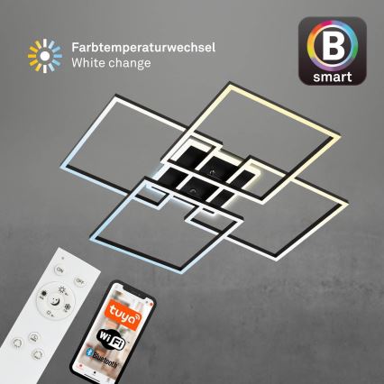 Brilo - LED Stmévatelné stropní svítidlo FRAME LED/50W/230V 2700-6500K 72,4x72,4cm černá Wi-Fi Tuya + dálkové ovládání