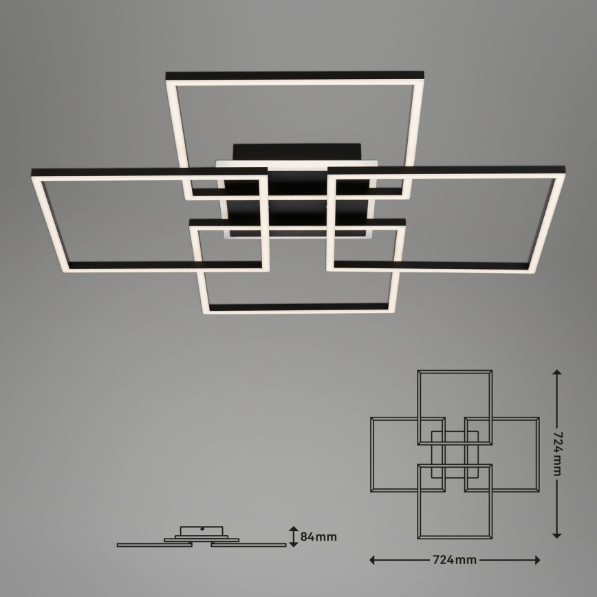 Brilo - LED Stmévatelné stropní svítidlo FRAME LED/50W/230V 2700-6500K 72,4x72,4cm černá Wi-Fi Tuya + dálkové ovládání